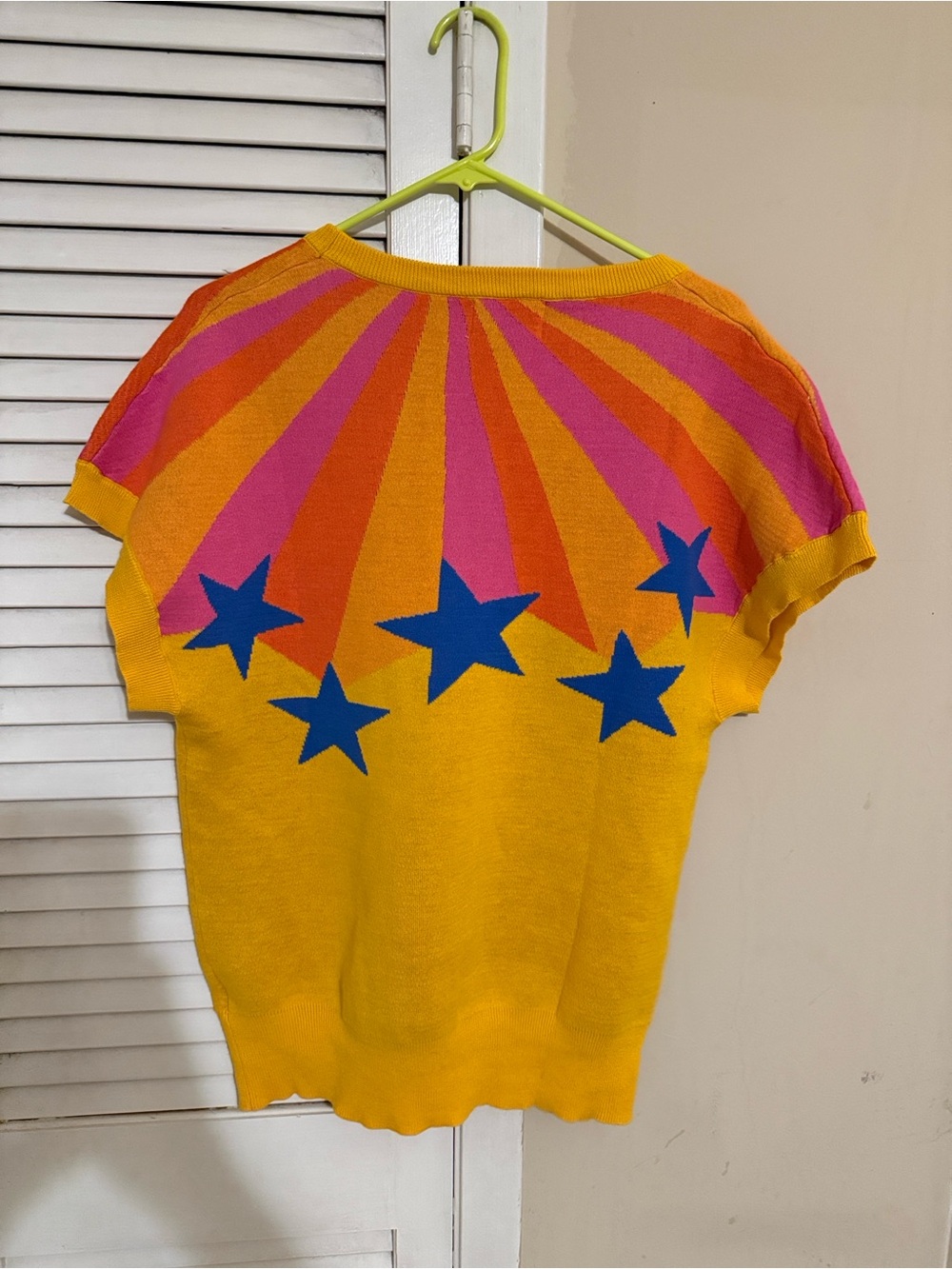 OXKNIT WOMEN'S YELLOW VINTAGE STAR ART JACQUARD KNIT T-SHIRT - Picture 7 of 7